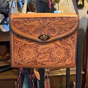 Hand Tooled Leather Vintage Purse